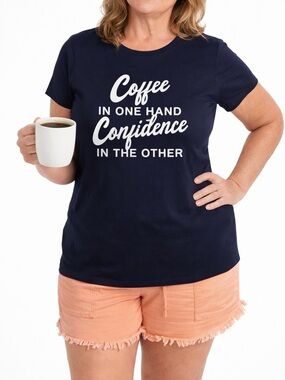 Women's Black Graphic Tee - Coffee Confidence